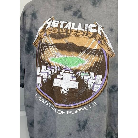 Metallica Mens Tie Dye "Master Of Puppets" Graphic Tee Gray XL Cotton/Polyester - Picture 2 of 7